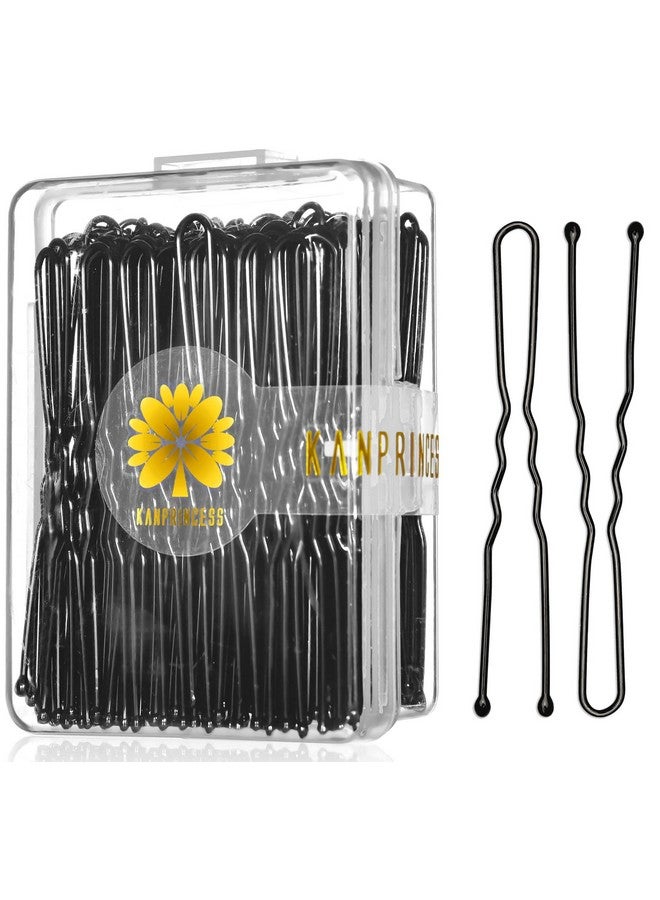 كان برنسيس 100 قطعة 2.4 بوصة دبابيس شعر على شكل حرف U، دبابيس شعر سوداء لجميع أنواع الشعر، دبابيس شعر للنساء، دبابيس شعر على شكل حرف U غير مؤلمة للكعكات مع صندوق (أسود) - Image 1