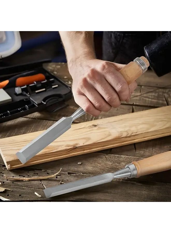 4 Sizes Professional Wood Chisels Set Heavy Duty Chrome Vanadium Steel Blades Beech Wood Handle - Image 4