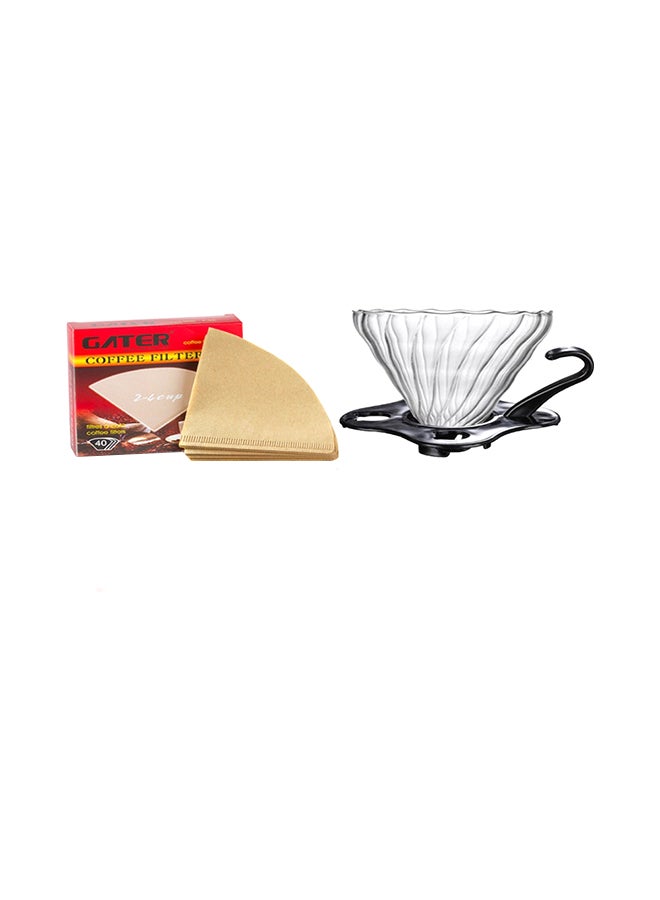40-Piece Heat-Resistant Paper V-Shape House Hold Coffee Filter Cup Set Clear 11.5x11.5x10cm - Image 1
