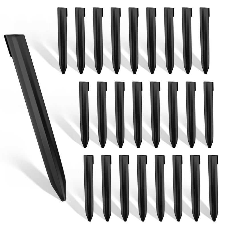 Worth Landscape Edging Stakes, 26Pcs 8Inch Corrugated Metal Garden Stakes Steel Bender Board Anchoring Spikes, Black - Image 1
