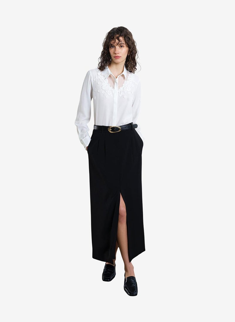 French Connection Women's Mila 3D Floral Faux Pearl Long Sleeve White Shirt - Image 2