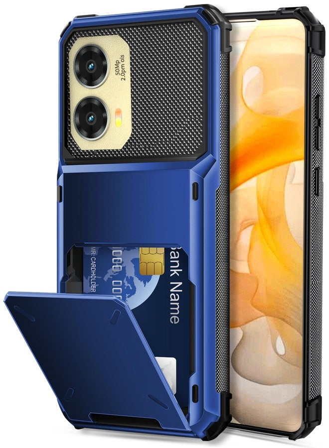 COOYA for Moto G Stylus 2024 Case Wallet 5 Credit Card Holder Slot Flip Cover G Stylus 2024 Wallet Case Back Pocket Dual Layer Protective Hard Shell TPU Rubber Bumper for Moto G Stylus 2024 5G Blue - Image 1