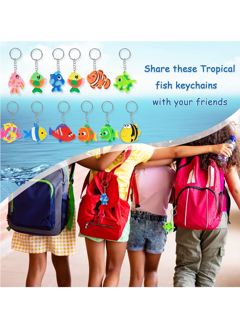 SOLARAE 12-Pack Colorful Tropical Fish Keychains - Fun Ocean Creature Key Rings, Perfect for Underwater Theme Parties, Birthday Gifts, School Rewards, and Animal-Themed Baby Showers. - Image 4