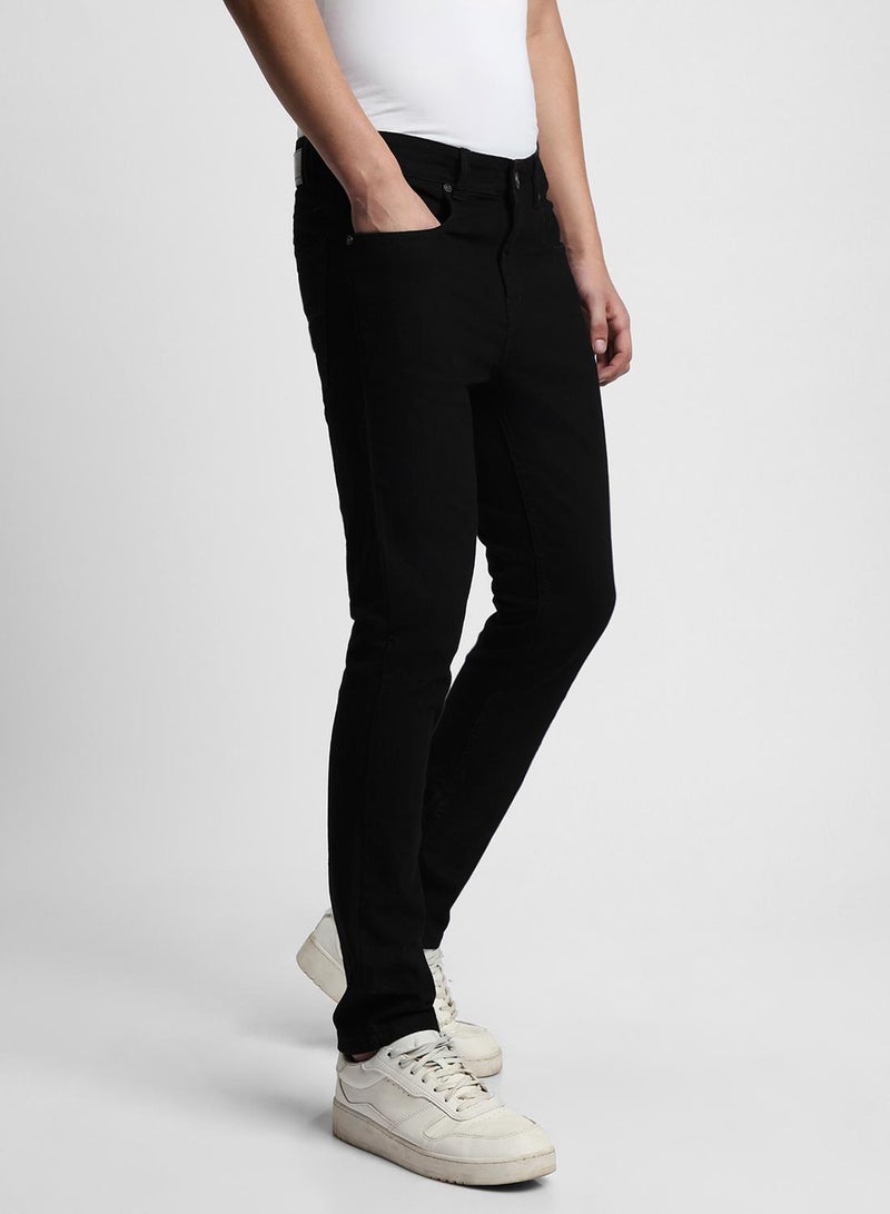 Dennis Lingo Slim Fit Black Men's Cotton Stretch Jeans with Button & Zip Closure  - Image 3
