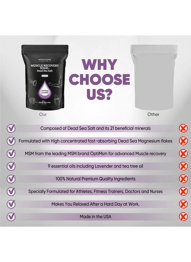 Aromasong - Muscle Recovery Bath Soak 3 Lb With Pure Dead Sea Salt Optimsm Magnesium Flakes & Essential Oils For Post Workout Sorenessmade In Usabath Salt For Pain Relief. - Image 1