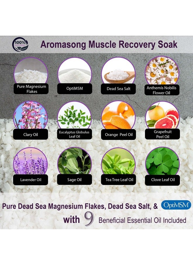 Aromasong - Muscle Recovery Bath Soak 3 Lb With Pure Dead Sea Salt Optimsm Magnesium Flakes & Essential Oils For Post Workout Sorenessmade In Usabath Salt For Pain Relief. - Image 1