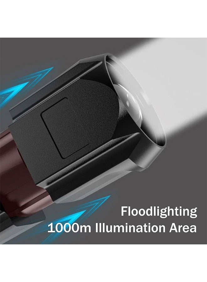 MXN 2 Pcs Rechargeable Flashlights with 1000M Long Throw Super Bright LED Small Powerful Tactical Flashlight with Memory Function, Pocket Waterproof Flash Light for Camping, Emergency - Image 3