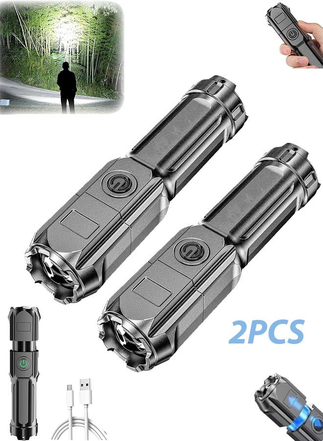 MXN 2 Pcs Rechargeable Flashlights with 1000M Long Throw Super Bright LED Small Powerful Tactical Flashlight with Memory Function, Pocket Waterproof Flash Light for Camping, Emergency - Image 1