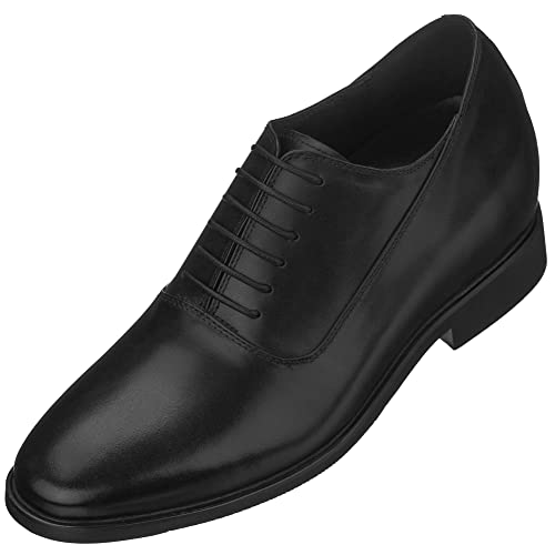 CALTO Men's Invisible Height Increasing Elevator Shoes - Black Premium Leather Lace-up Formal Dress Oxfords - 3 Inches Taller - G8082 - Size 8 D(M) US - Image 1