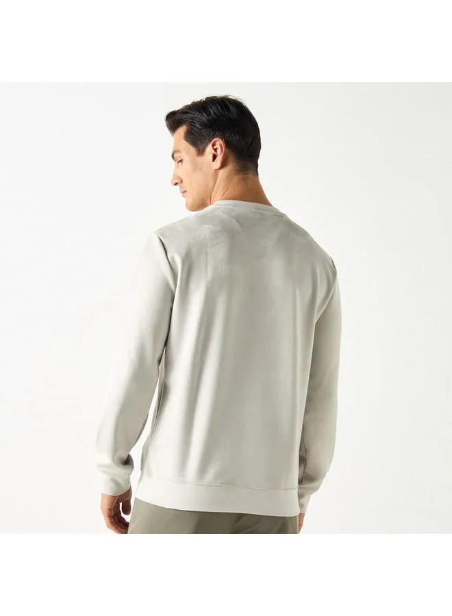 Iconic Iconic Solid Sweatshirt with Round Neck and Long Sleeves