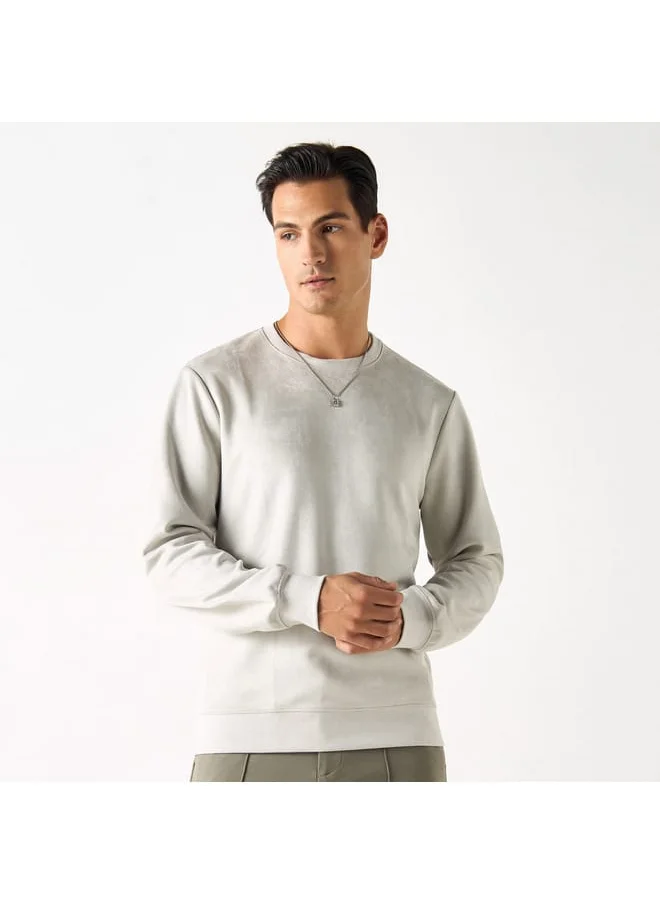 Iconic Iconic Solid Sweatshirt with Round Neck and Long Sleeves