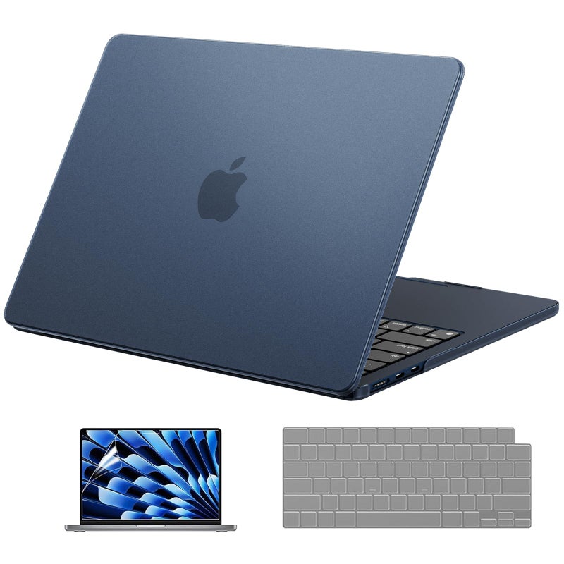 EooCoo Case Compatible with MacBook Air 15 inch M5 2026 2025-2023 Release M4 M3 M2 Model A3448 A3241 A3114 A2941, Plastic Hard Shell Case & Keyboard Cover & Screen Protector, Matte Midnight - Image 1