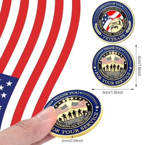 Loetere 80 Pcs Military Challenge Coins Thank You for Your Service Veterans Appreciation Gift Coins Army Retirement Gifts for Men Veterans Day Presents Military Favors(Classic) - Image 2