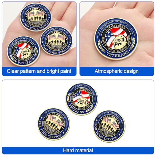 Loetere 80 Pcs Military Challenge Coins Thank You for Your Service Veterans Appreciation Gift Coins Army Retirement Gifts for Men Veterans Day Presents Military Favors(Classic) - Image 3