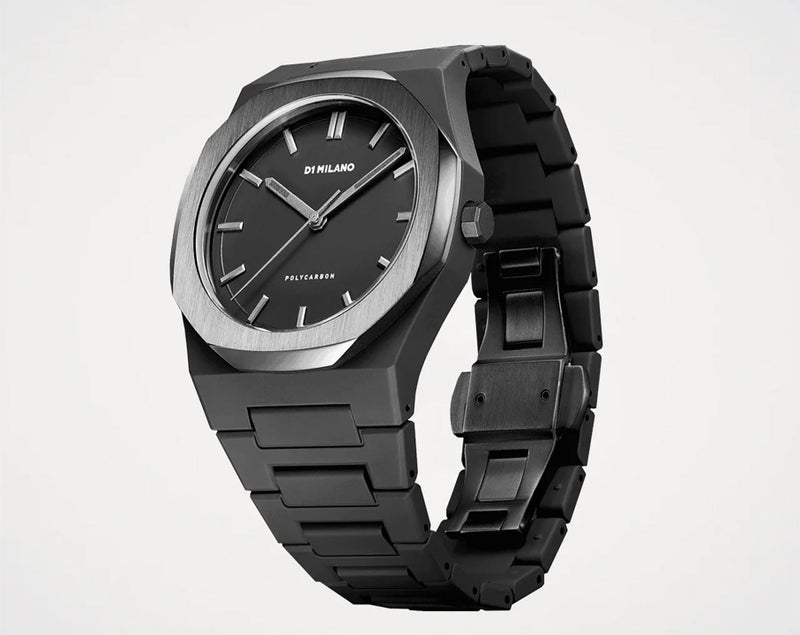 D1 Milano Polycarbon Unisex Luxury Watch, Polycarbonate Quartz Movement, Polycarbonate Strap, 50M Water Resistant Timepiece, Black Dial, 2 Years Warranty - PCBJ13 - Image 5