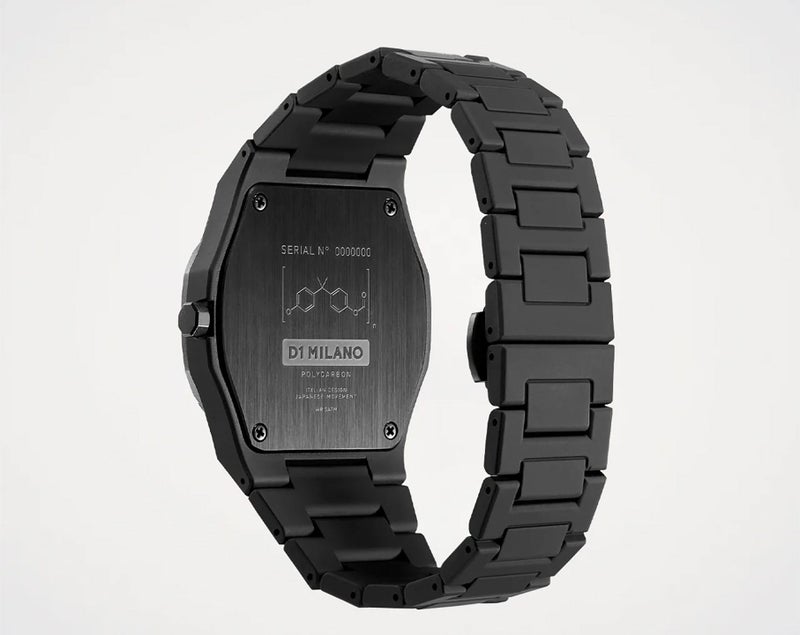 D1 Milano Polycarbon Unisex Luxury Watch, Polycarbonate Quartz Movement, Polycarbonate Strap, 50M Water Resistant Timepiece, Black Dial, 2 Years Warranty - PCBJ13 - Image 4