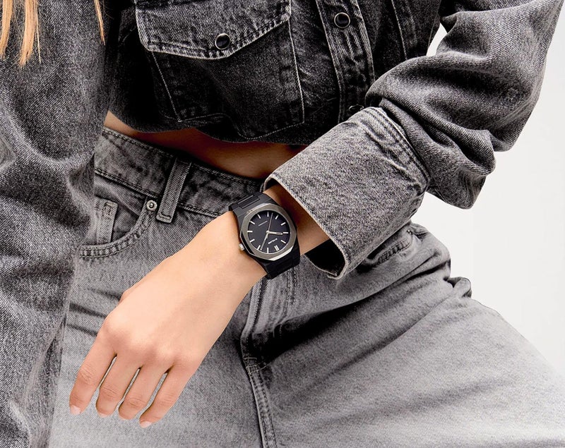 D1 Milano Polycarbon Unisex Luxury Watch, Polycarbonate Quartz Movement, Polycarbonate Strap, 50M Water Resistant Timepiece, Black Dial, 2 Years Warranty - PCBJ13 - Image 2