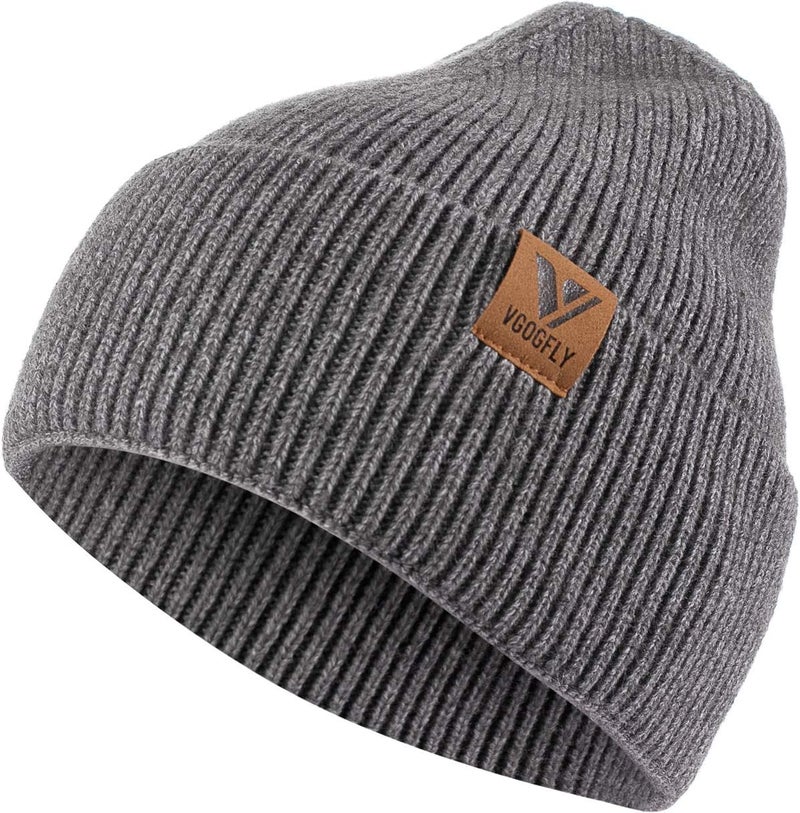 Vgogfly Beanie Men Slouchy Knit Skull Cap Warm Stocking Hats Guys Women Striped Winter Beanie Hat Cuffed Plain Hat - Image 1