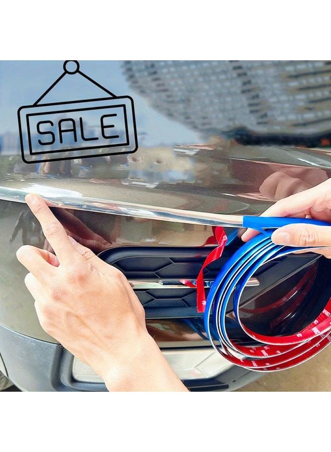 Chrome Car Molding 10mm x 3m Universal Automotive Scratch Proof Decorative Sticker for Car Exterior Interior Body Side Door Window Trim Auto Accessories - Image 1