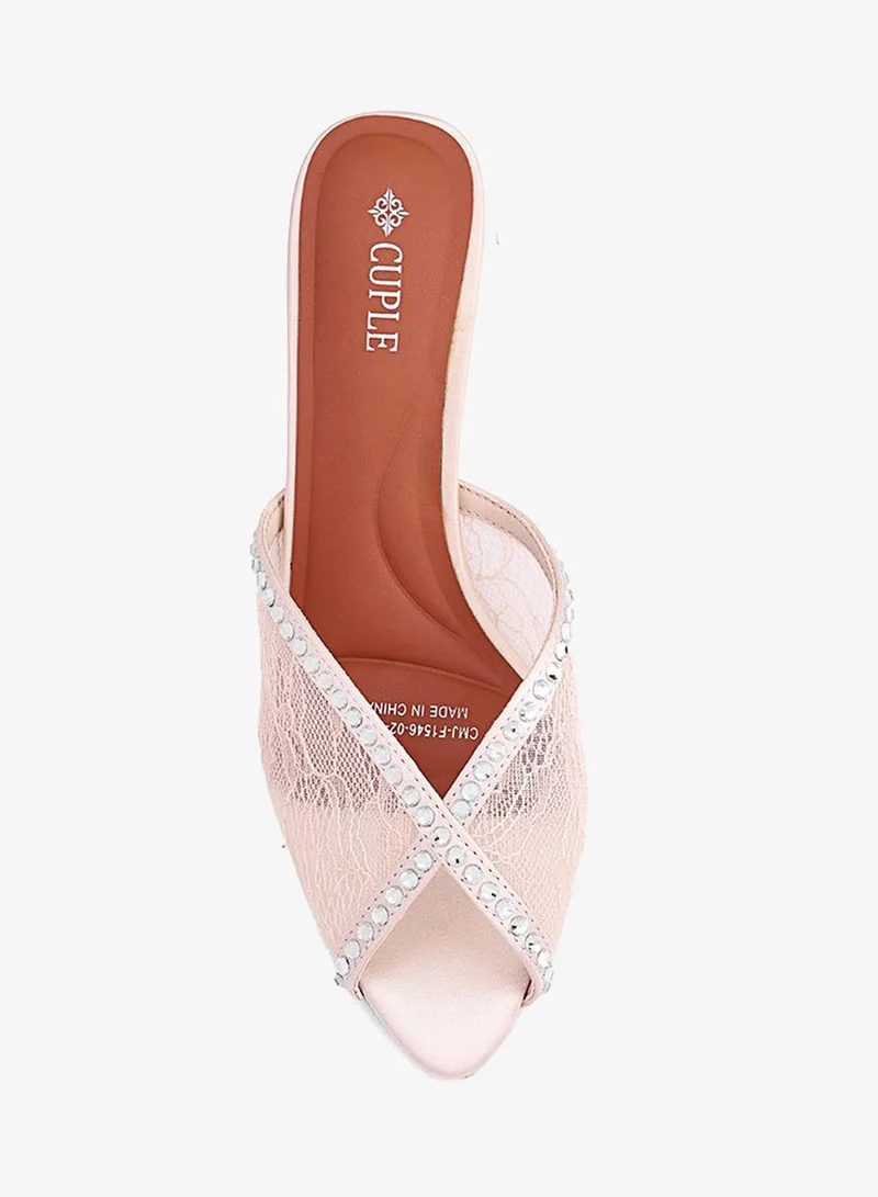 Cuple Beige Women Flat Slide Sandals for Women | Best Price UAE