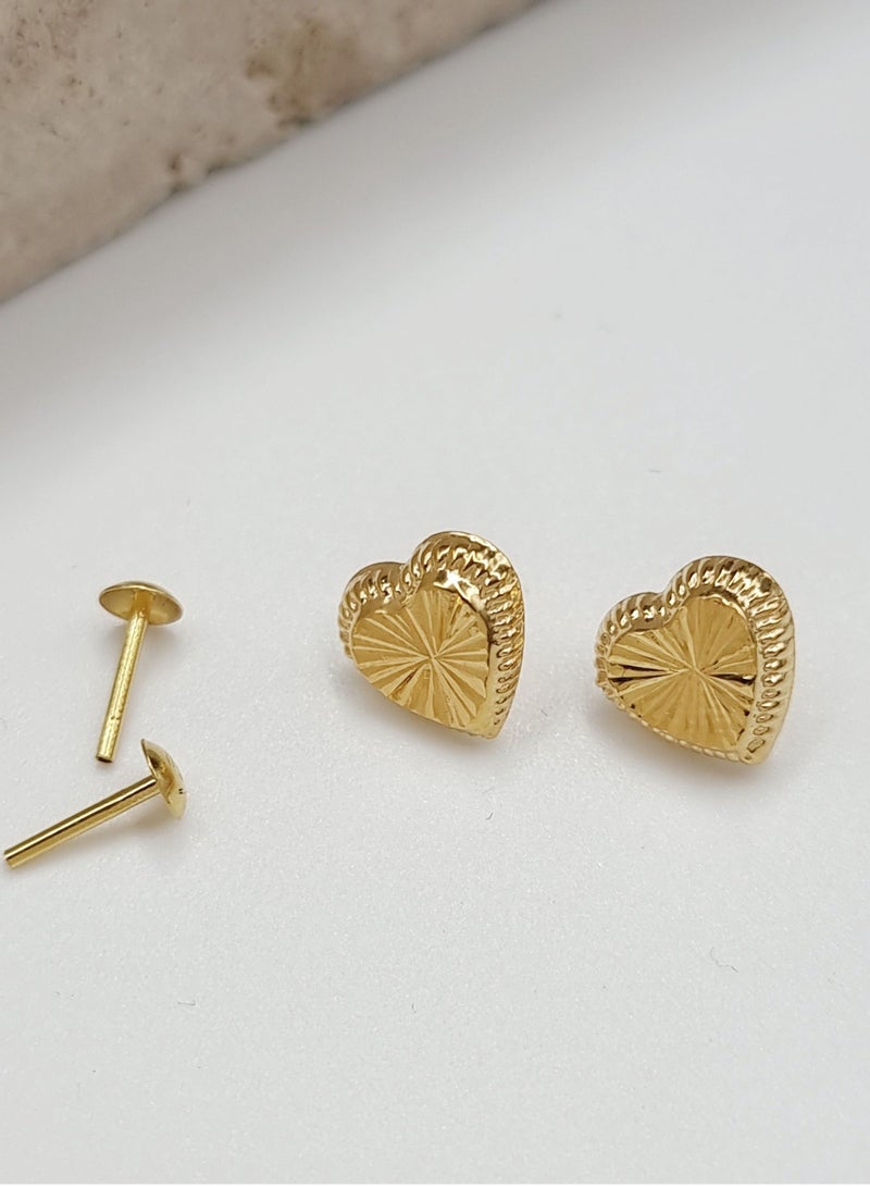 Hamsa.ae 18K Pure Gold Heart Screw Earring Set - Image 2