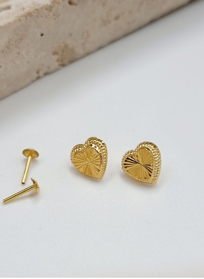 Hamsa.ae 18K Pure Gold Heart Screw Earring Set - Image 1