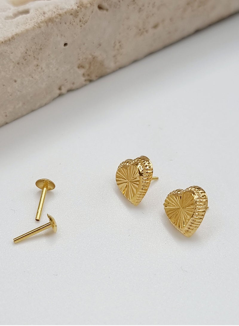 Hamsa.ae 18K Pure Gold Heart Screw Earring Set - Image 3