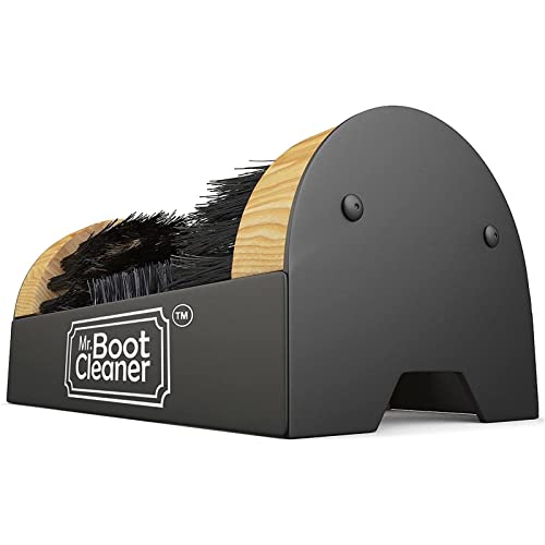 Mr. Boot Cleaner Heavy Duty Wooden Shoe Brush Cleaner Outdoor Floor Mount or Portable Commercial Boot ScraperScrubber with Hardware 