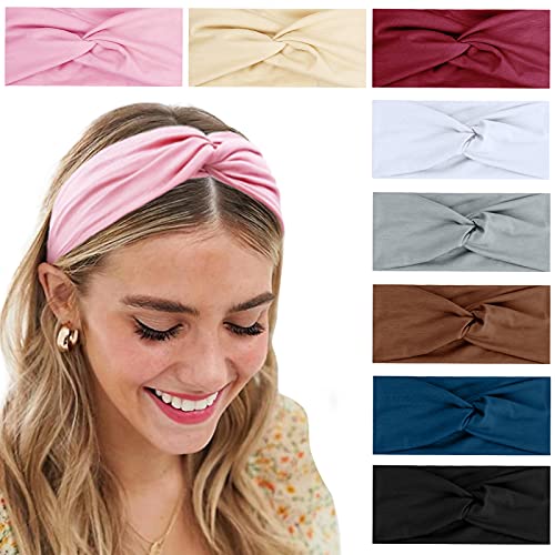 Tobeffect Turban Headbands for Women Boho Wide Women's Headbands for Hair Non Slip Twist Head Bands Headwraps Short Hair Stretchy Thick Fashion Accessories, Solid Color - Image 1