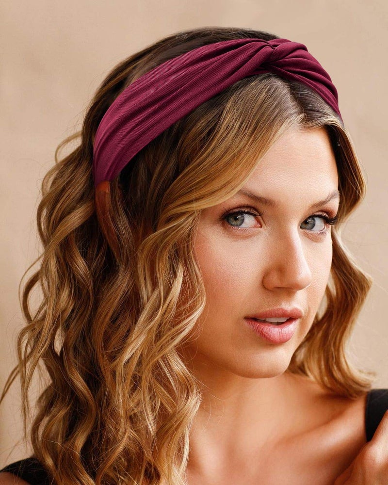 Tobeffect Turban Headbands for Women Boho Wide Women's Headbands for Hair Non Slip Twist Head Bands Headwraps Short Hair Stretchy Thick Fashion Accessories, Solid Color - Image 5