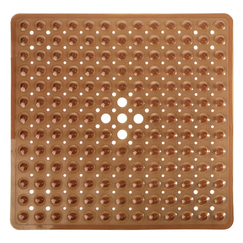 Yimobra Yimobra Shower Stall Mat Non Slip 21x21 Inch Soft Square Bath Mat for Shower with Suction Cups and Drain Holes Stall Floor Mats for Bathroom Machine Washable Bathroom AccessoriesClear Brown