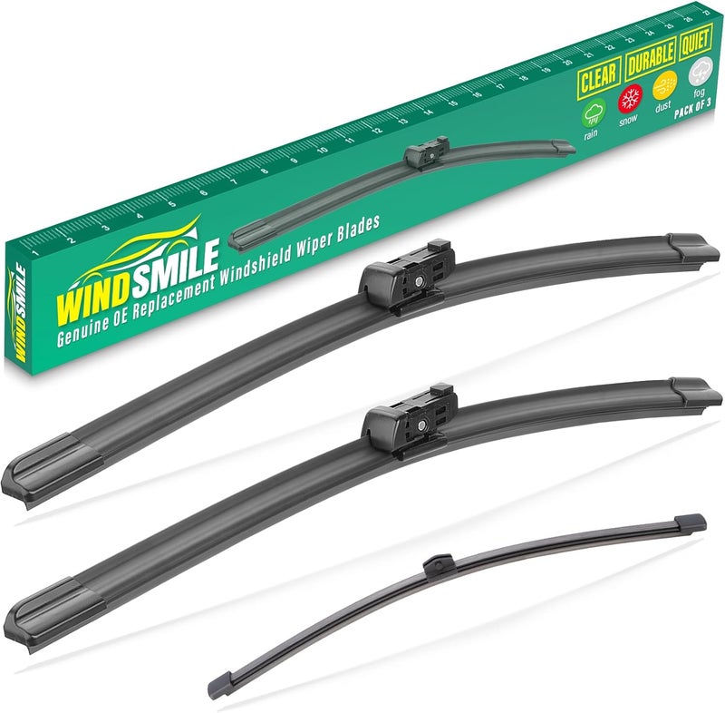 WINDSMILE 27" 20" 15" Windshield Wiper Blades Replacement for Audi Q7 SQ7 2016 2017 2018 2019 2020 2021 2022 2023 2024 Q 7 Premium All Weather Front Rear Wipers Set - OEM Quality (Pack of 3) - Image 1