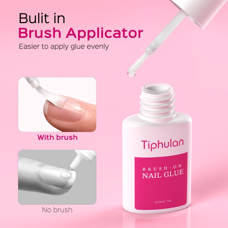 TIPHULAN غراء الأظافر TIPHULAN 28 مل مع فرشاة للتطبيق للأظافر الاصطناعية والأكريليك - قوي للغاية، متين وطويل الأمد، خالي من الفوضى، مناسب للسفر، 0.92 أونصة (4 قطع) - Image 2