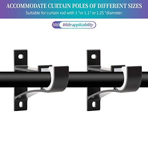 Anndason Sturdy Curtain Brackets - Rod Holders for 1 Inch, 1 1/8 Inch, and 1 1/4 Inch Rods, Black (Set of 2) - Image 4