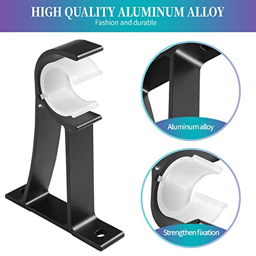 Anndason Sturdy Curtain Brackets - Rod Holders for 1 Inch, 1 1/8 Inch, and 1 1/4 Inch Rods, Black (Set of 2) - Image 2