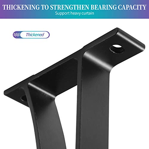 Anndason Sturdy Curtain Brackets - Rod Holders for 1 Inch, 1 1/8 Inch, and 1 1/4 Inch Rods, Black (Set of 2) - Image 3