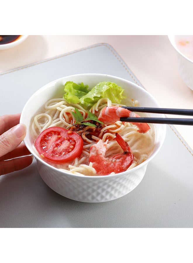 Sky Top Ceramic Bone China Soup Bowl, Pure White Embossed Bowl, Household Tableware, 6-inch Dazzling 4-piece Set - Image 2