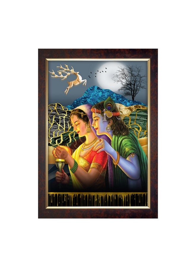 Dharvika Innovations Dharvika Innovations Radha Krishna Photo Frame Big Size Home Decoration with Sparkle Coated Lamination (14x20 Inch) - 20537 - Image 1