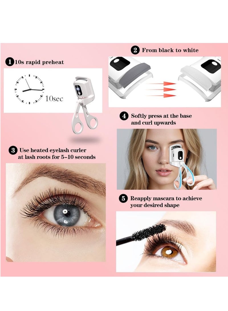 general Heated Eyelash Curlers with 3 Heating Modes, Temperature Display and Rapid Heating Electric Eyelash Curler, USB Rechargeable Eye Lash Curler for Long-Lasting Curl,White - Image 5