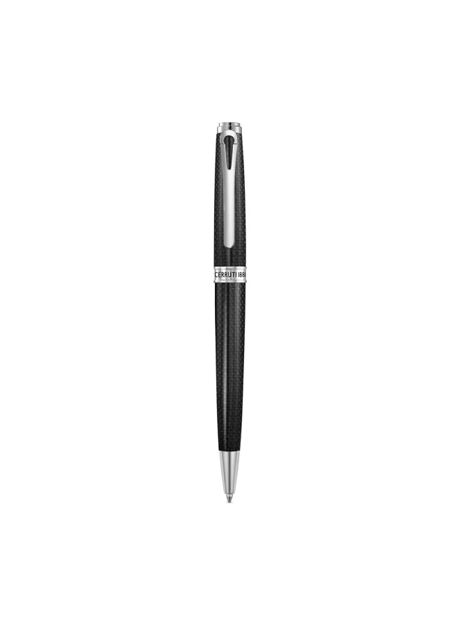 CERRUTI 1881 Giovanni Stainless Steel Trims Twist Ballpoint Pen for Men, Blue Ink