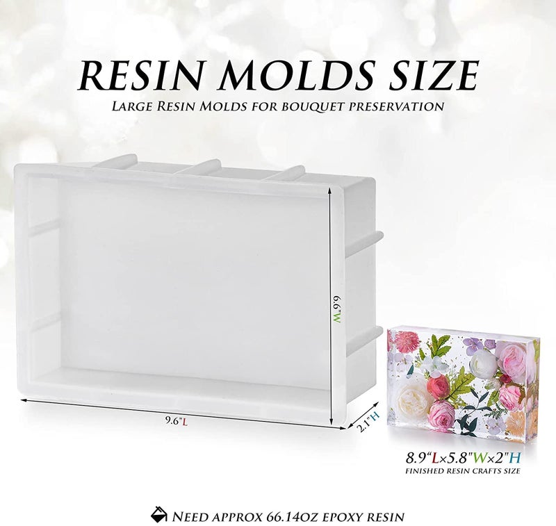 ARTOOL Rectangle Deep Casting Mould Resin Art Mold Decorative DIY Flower Preservative Silicone Mold Epoxy UVResin Art Mould 6.6x9.9 Inch 2.1 Inch Depth Set of 1 - Image 2