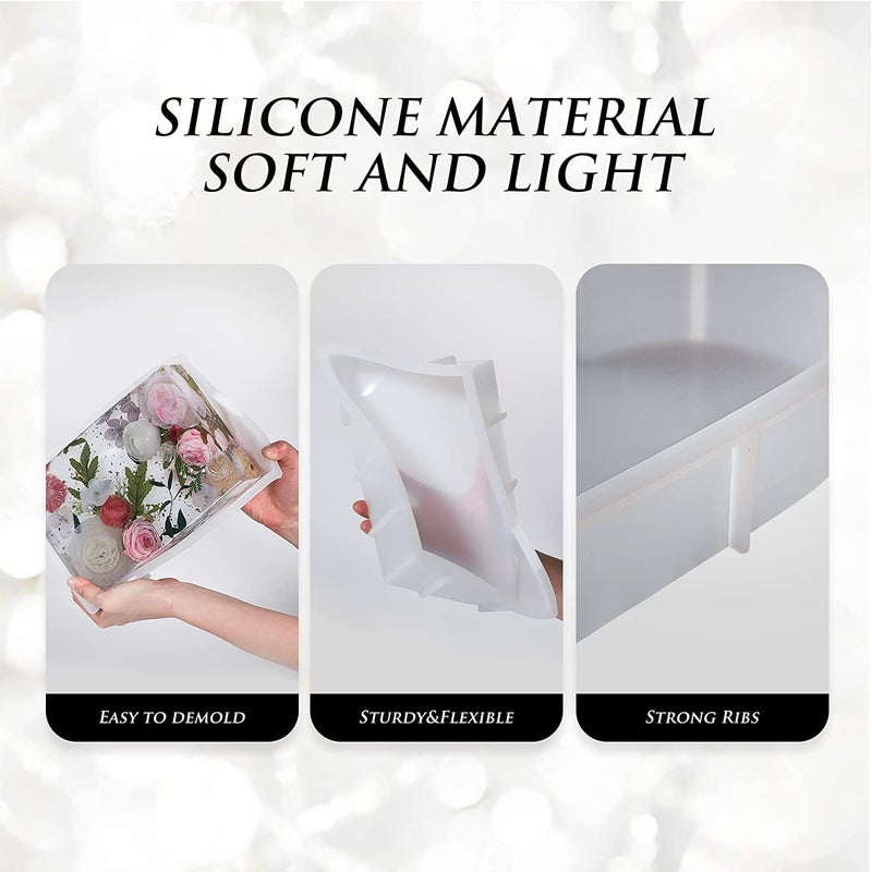 ARTOOL Rectangle Deep Casting Mould Resin Art Mold Decorative DIY Flower Preservative Silicone Mold Epoxy UVResin Art Mould 6.6x9.9 Inch 2.1 Inch Depth Set of 1 - Image 3