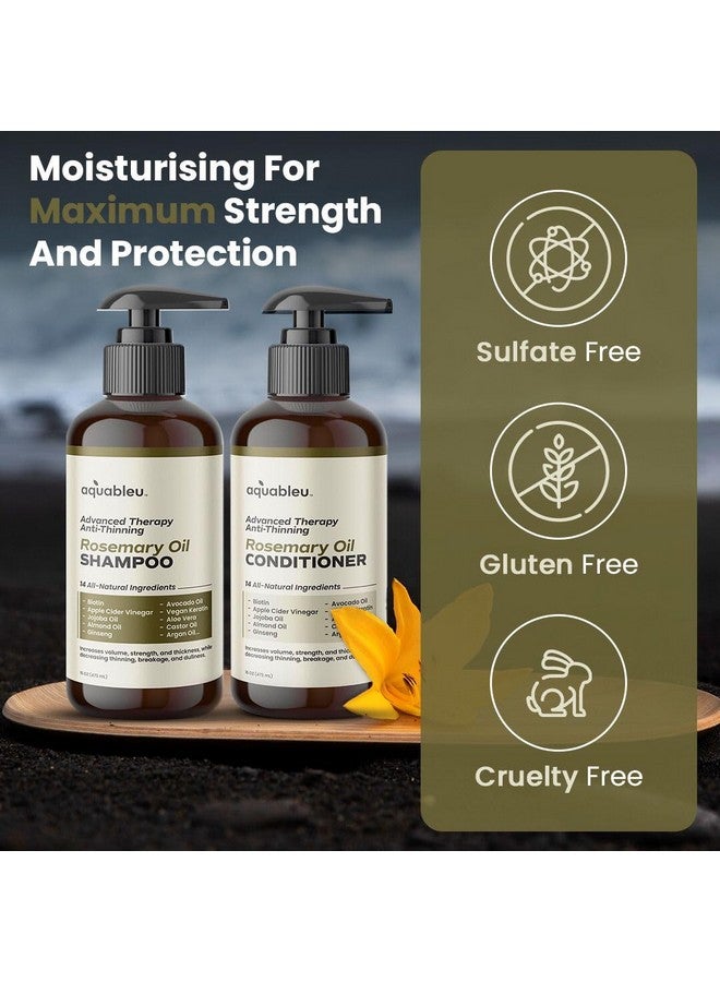 Aquableu Advanced Therapy Anti-Thinning Rosemary Oil Shampoo & Conditioner Set - Infused With 14 All-Natural Ingredients For Volume, Strength, Thickness, And Dullness Reduction (16Oz) - Image 3