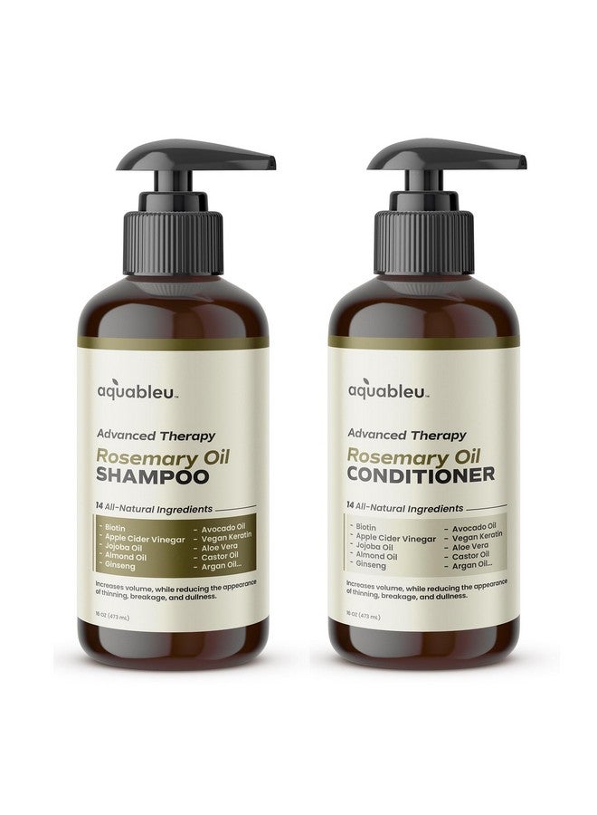 Aquableu Advanced Therapy Anti-Thinning Rosemary Oil Shampoo & Conditioner Set - Infused With 14 All-Natural Ingredients For Volume, Strength, Thickness, And Dullness Reduction (16Oz) - Image 1
