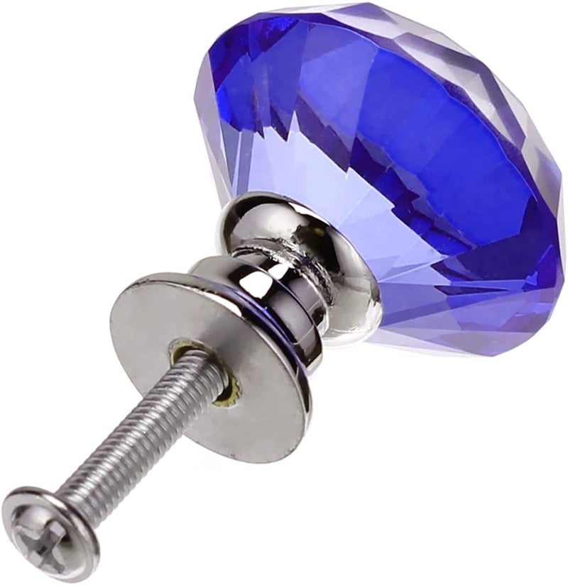 Akstore 6 Pcs Crystal Glass Cabinet Knobs 30mm Diamond Shape Drawer Kitchen Cabinets Dresser Cupboard Wardrobe Pulls Handles (30mm, Blue) - Image 4