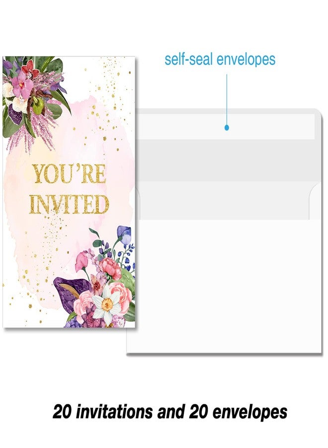 Soiceu Floral Retirement Party Invitations with Envelopes Set of 20 Elegant Flowers Retirement Dinner Party Invites - Image 5