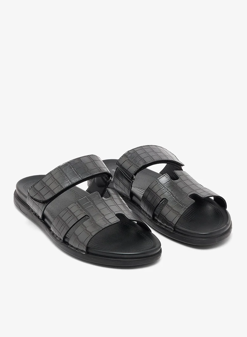 Robert Wood Comfort Footbed Croc Emboss Slider Sandals