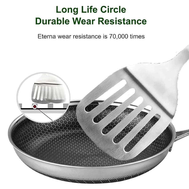 Jecrina مقلاة جيكرينا المسطحة من الفولاذ المقاوم للصدأ غير لاصقة بطبقة هجين خالية من PFOA مقلاة بايلا للمأكولات البحرية للطبخ [28 سم] - Image 5