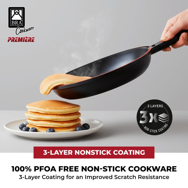 BRA COOKWARE Premiere Dual Skillet | 8 inches Double Frying Pan for Frittatas & Spanish Omelets | PFOA Free Triple Nonstick Coating | Full Induction Reversible Pan | Cast Aluminum Flip Skillet - Image 5