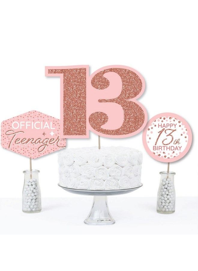Big Dot of Happiness 13Th Pink Rose Gold Birthday Happy Birthday Party Centerpiece Sticks Table Toppers Set Of 15  - Image 4